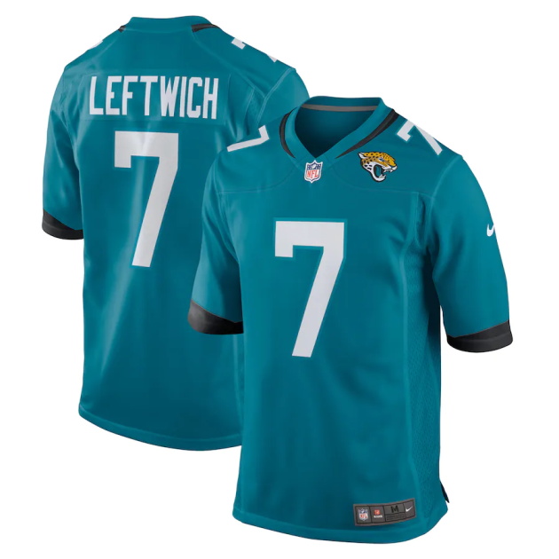 mens nike byron leftwich teal jacksonville jaguars retired player game jersey